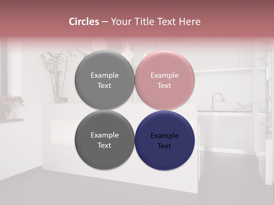 A Kitchen With A White Counter Top And White Cabinets PowerPoint Template