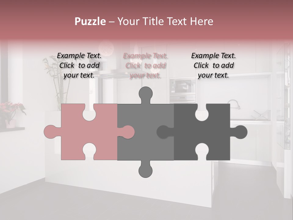 A Kitchen With A White Counter Top And White Cabinets PowerPoint Template