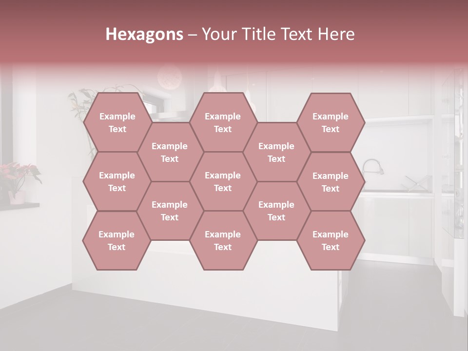 A Kitchen With A White Counter Top And White Cabinets PowerPoint Template