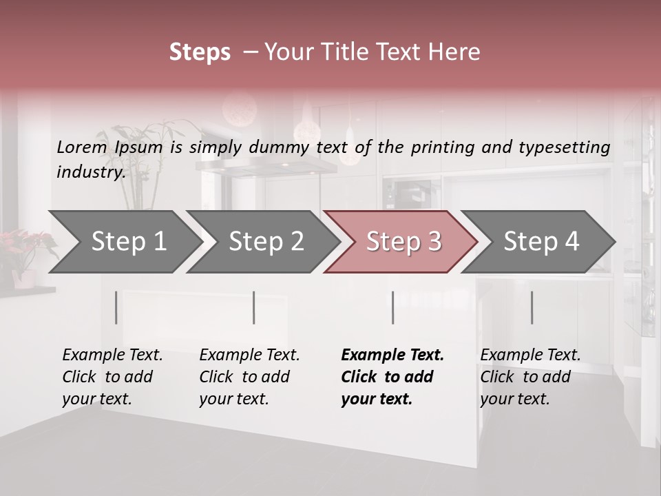 A Kitchen With A White Counter Top And White Cabinets PowerPoint Template