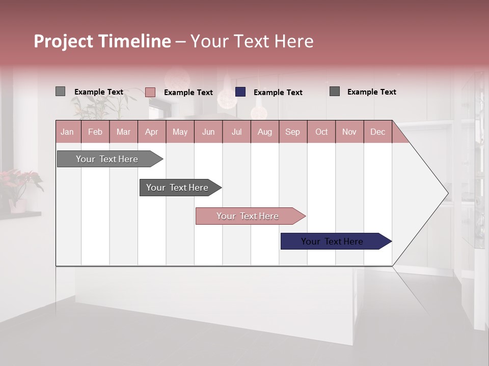 A Kitchen With A White Counter Top And White Cabinets PowerPoint Template