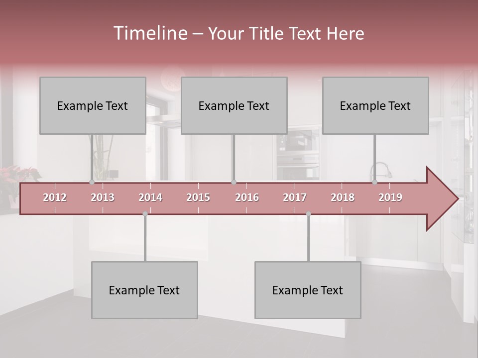 A Kitchen With A White Counter Top And White Cabinets PowerPoint Template