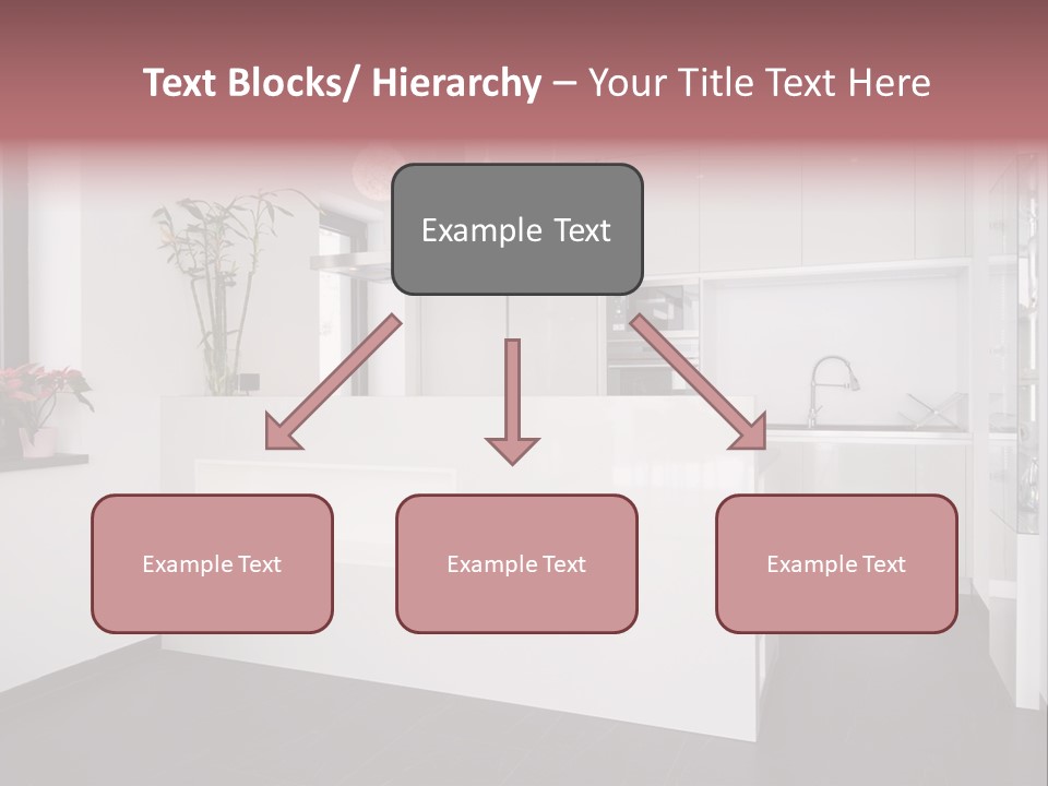 A Kitchen With A White Counter Top And White Cabinets PowerPoint Template
