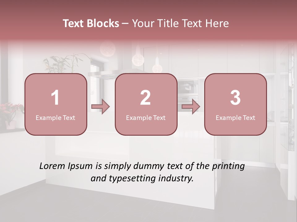 A Kitchen With A White Counter Top And White Cabinets PowerPoint Template