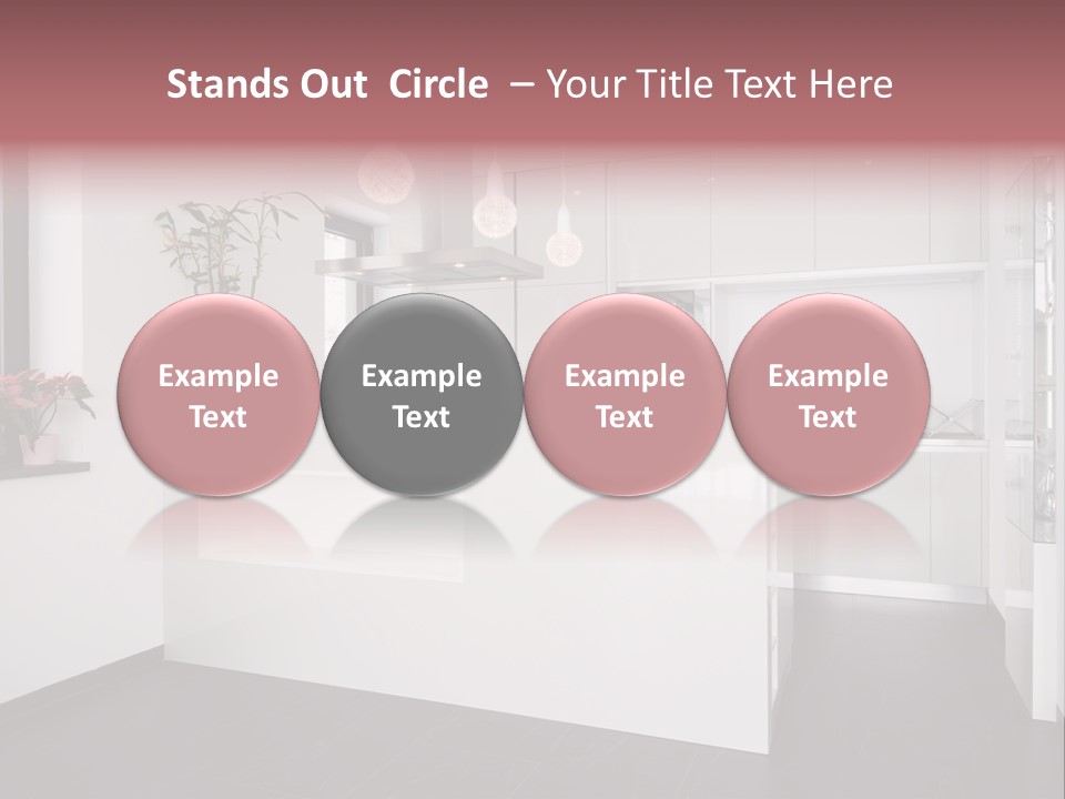 A Kitchen With A White Counter Top And White Cabinets PowerPoint Template