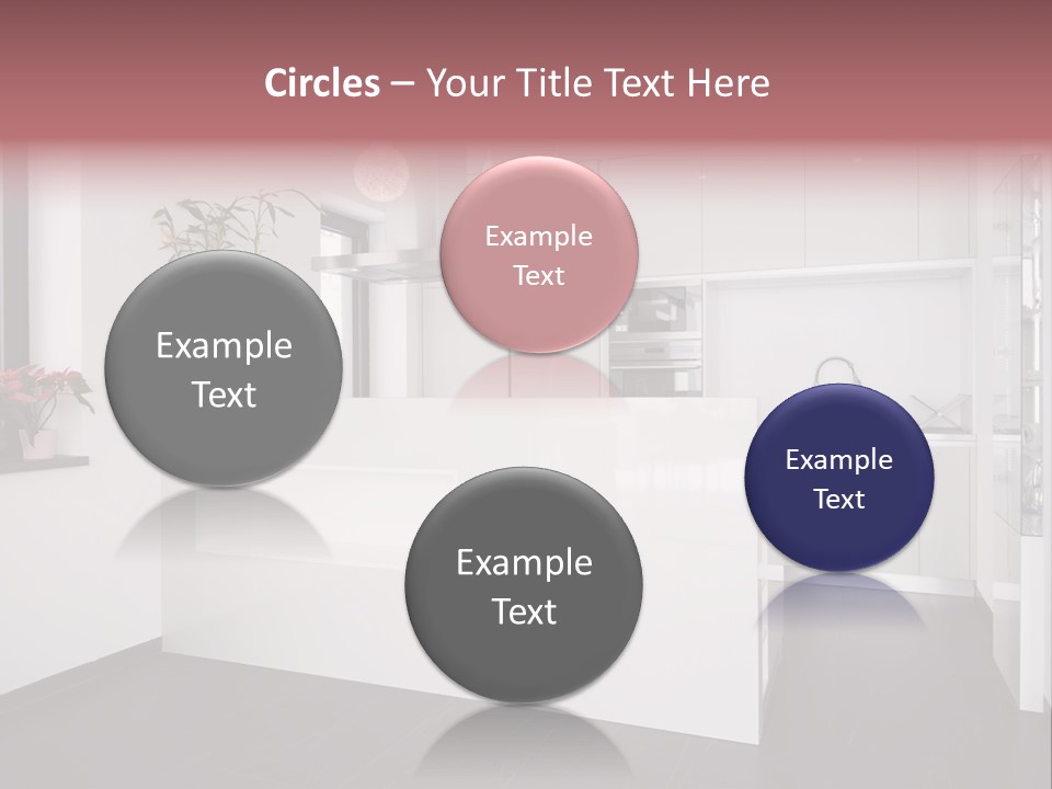 A Kitchen With A White Counter Top And White Cabinets PowerPoint Template