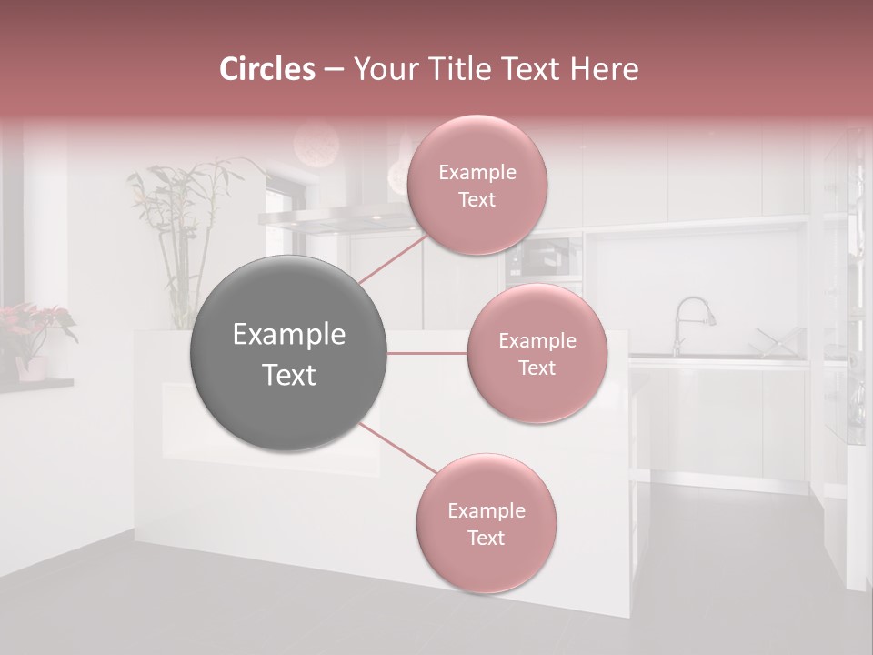 A Kitchen With A White Counter Top And White Cabinets PowerPoint Template