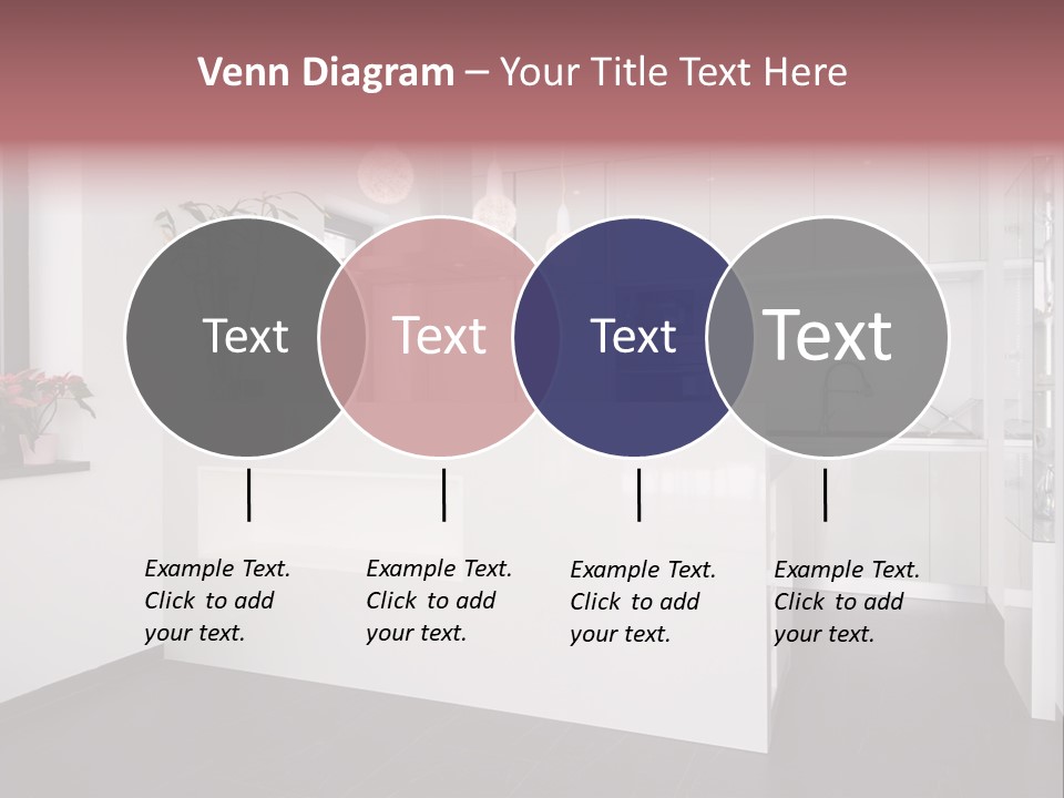 A Kitchen With A White Counter Top And White Cabinets PowerPoint Template