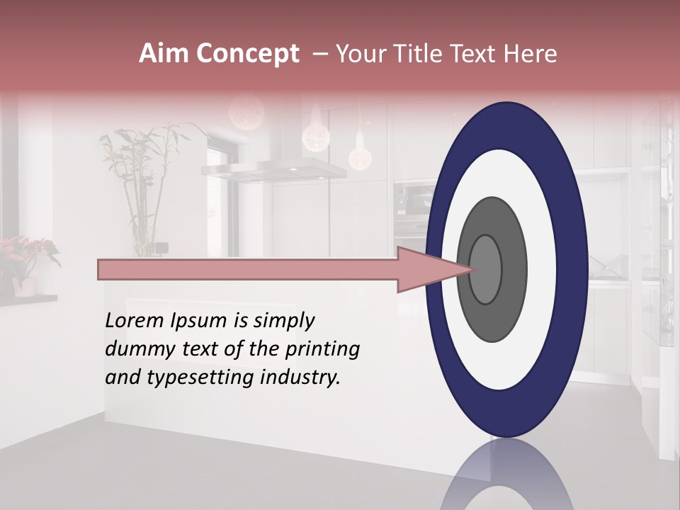 A Kitchen With A White Counter Top And White Cabinets PowerPoint Template