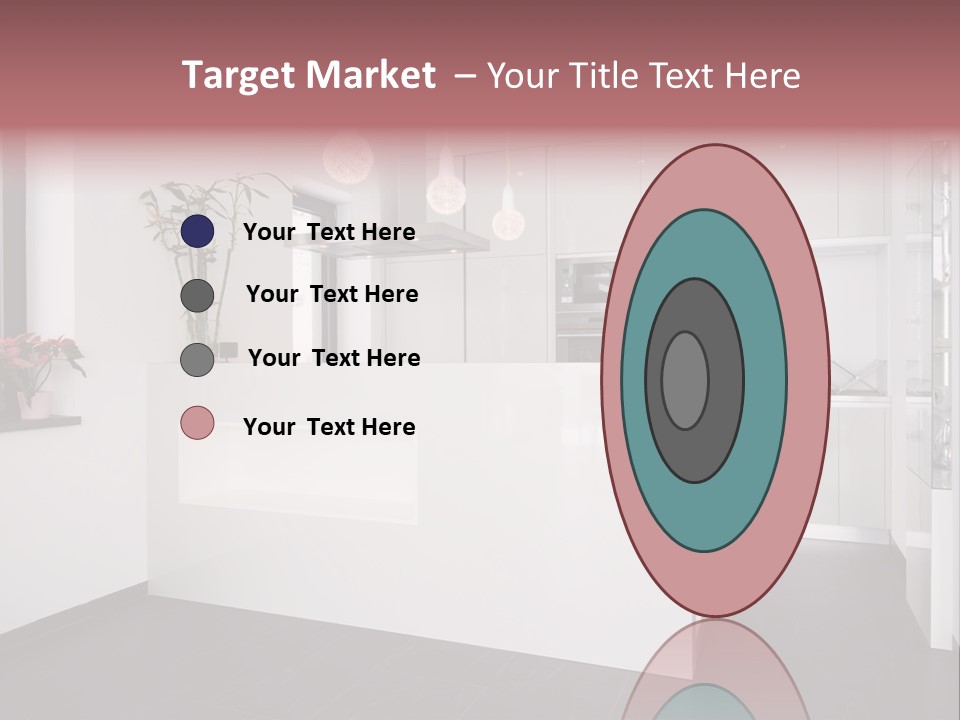 A Kitchen With A White Counter Top And White Cabinets PowerPoint Template