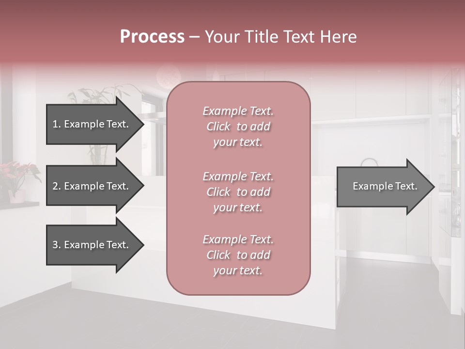 A Kitchen With A White Counter Top And White Cabinets PowerPoint Template