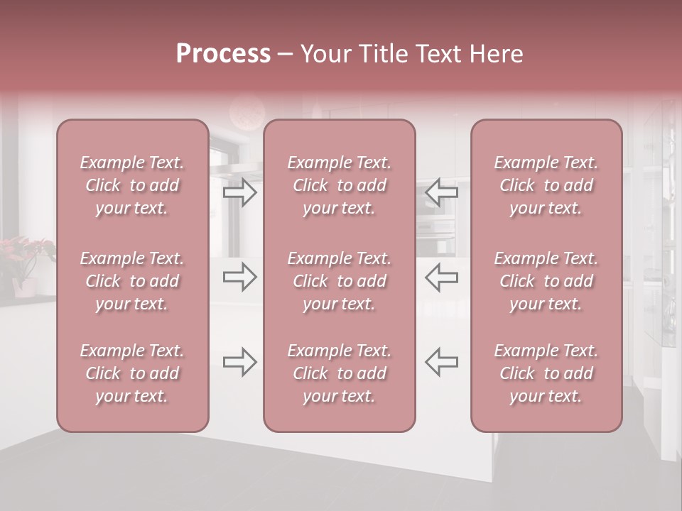 A Kitchen With A White Counter Top And White Cabinets PowerPoint Template