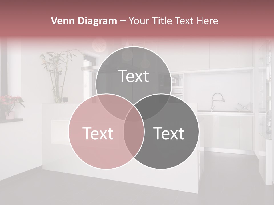 A Kitchen With A White Counter Top And White Cabinets PowerPoint Template