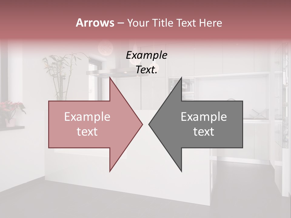 A Kitchen With A White Counter Top And White Cabinets PowerPoint Template