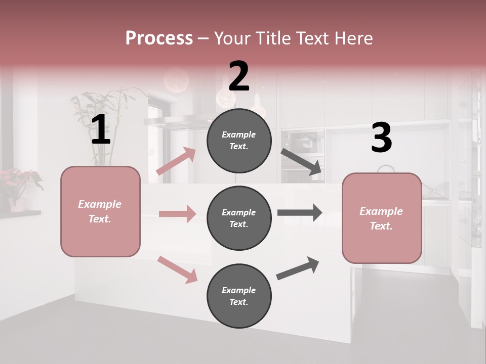 A Kitchen With A White Counter Top And White Cabinets PowerPoint Template