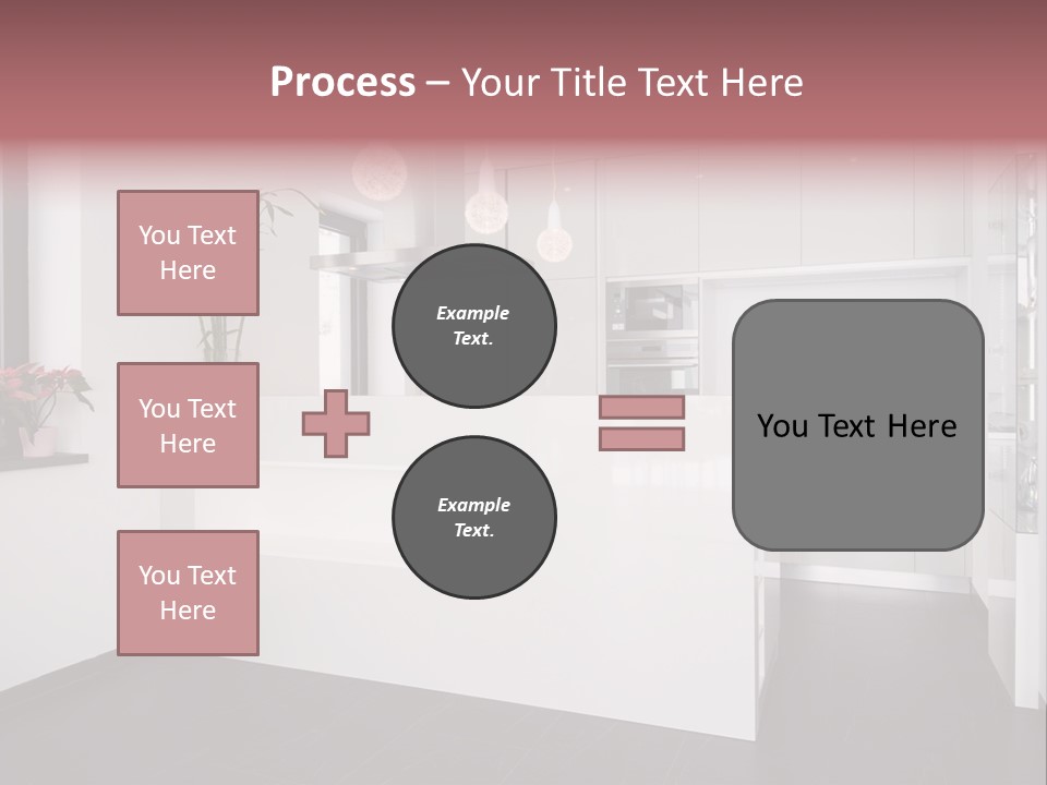 A Kitchen With A White Counter Top And White Cabinets PowerPoint Template
