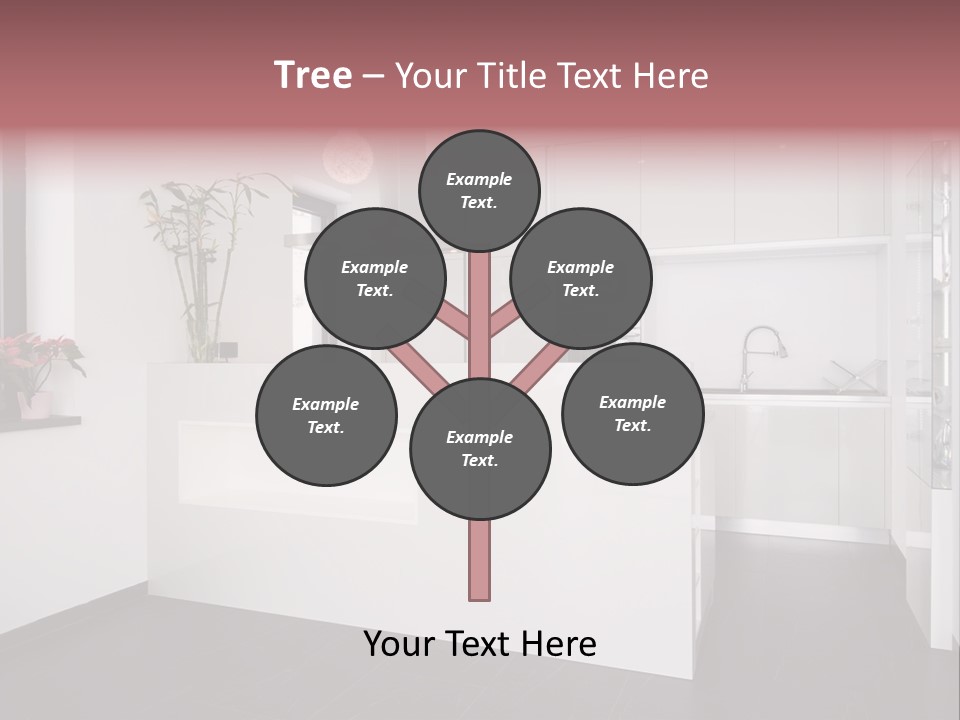 A Kitchen With A White Counter Top And White Cabinets PowerPoint Template