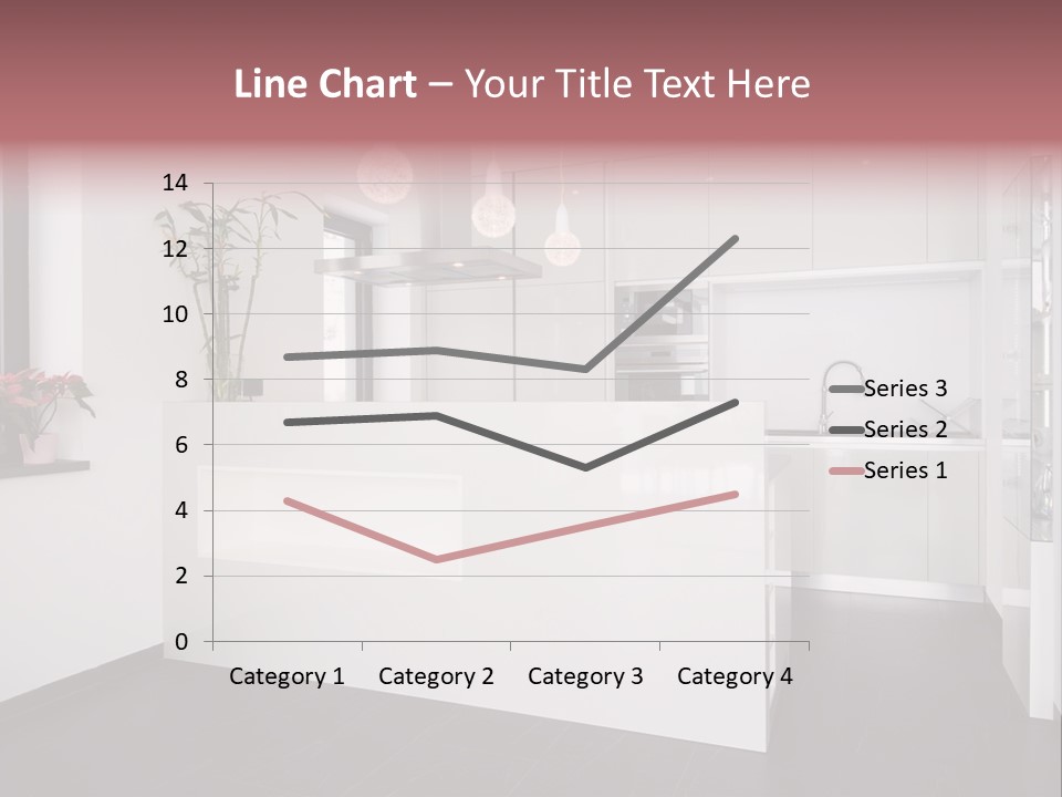 A Kitchen With A White Counter Top And White Cabinets PowerPoint Template