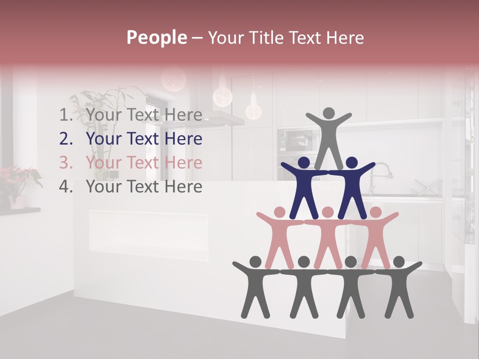 A Kitchen With A White Counter Top And White Cabinets PowerPoint Template