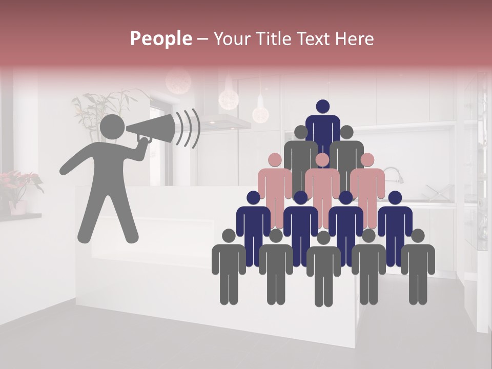 A Kitchen With A White Counter Top And White Cabinets PowerPoint Template