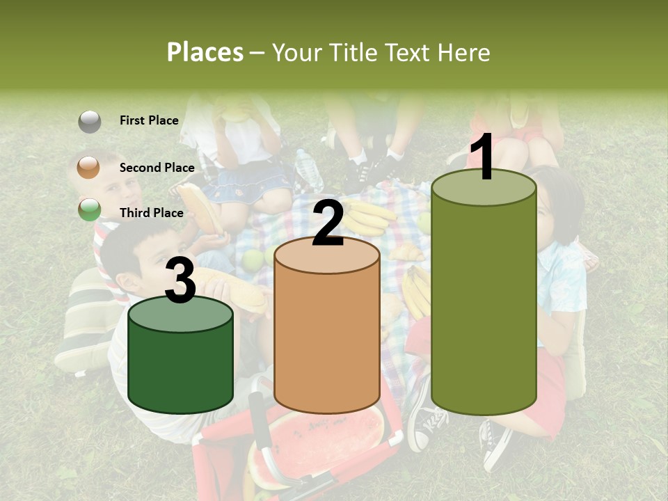 A Group Of Children Sitting On A Blanket Eating Food PowerPoint Template