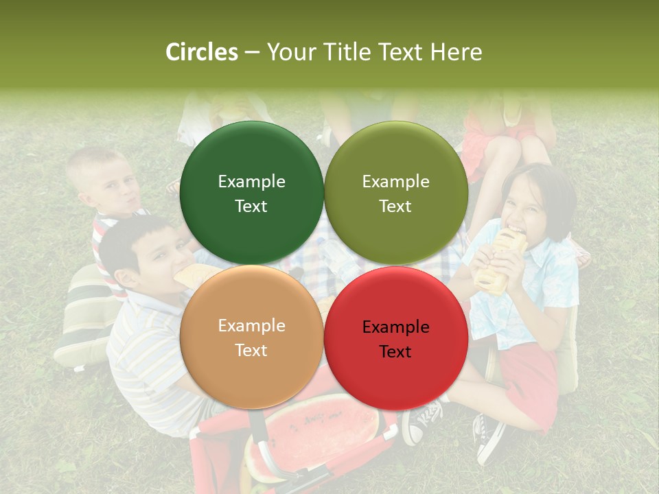 A Group Of Children Sitting On A Blanket Eating Food PowerPoint Template