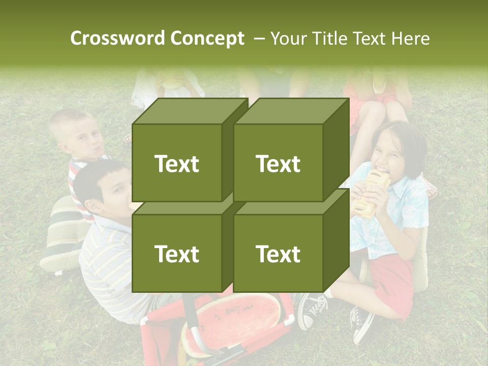 A Group Of Children Sitting On A Blanket Eating Food PowerPoint Template