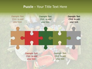 A Group Of Children Sitting On A Blanket Eating Food PowerPoint Template