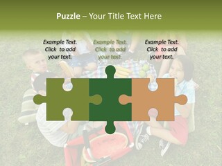 A Group Of Children Sitting On A Blanket Eating Food PowerPoint Template