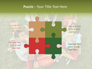 A Group Of Children Sitting On A Blanket Eating Food PowerPoint Template