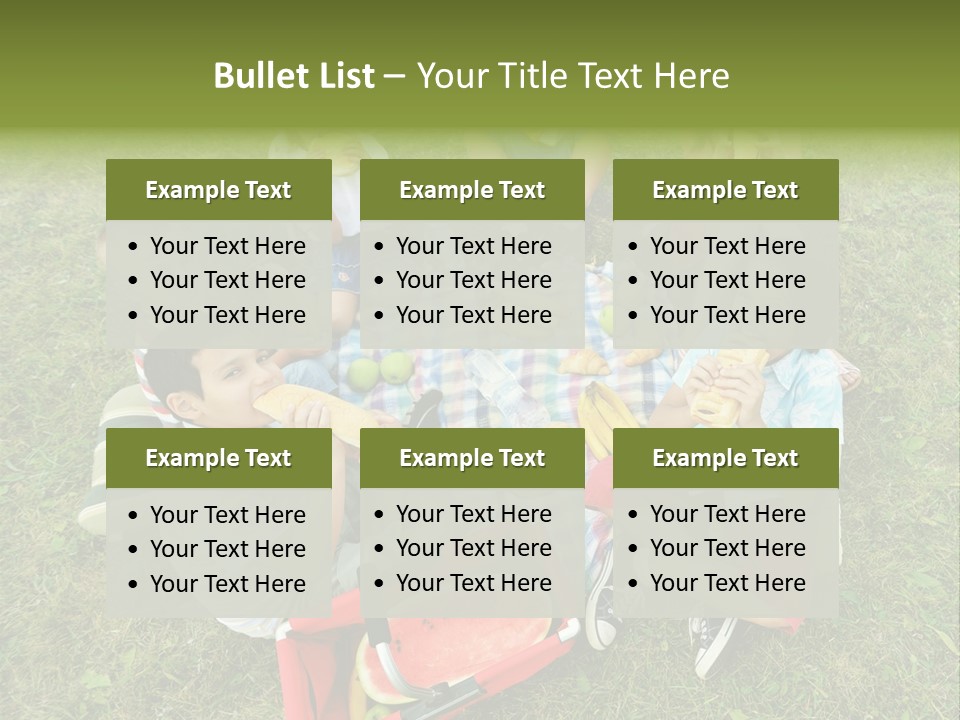 A Group Of Children Sitting On A Blanket Eating Food PowerPoint Template