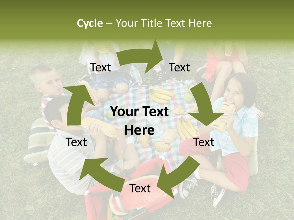 A Group Of Children Sitting On A Blanket Eating Food PowerPoint Template