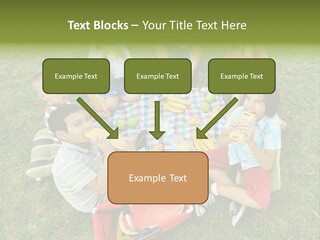 A Group Of Children Sitting On A Blanket Eating Food PowerPoint Template