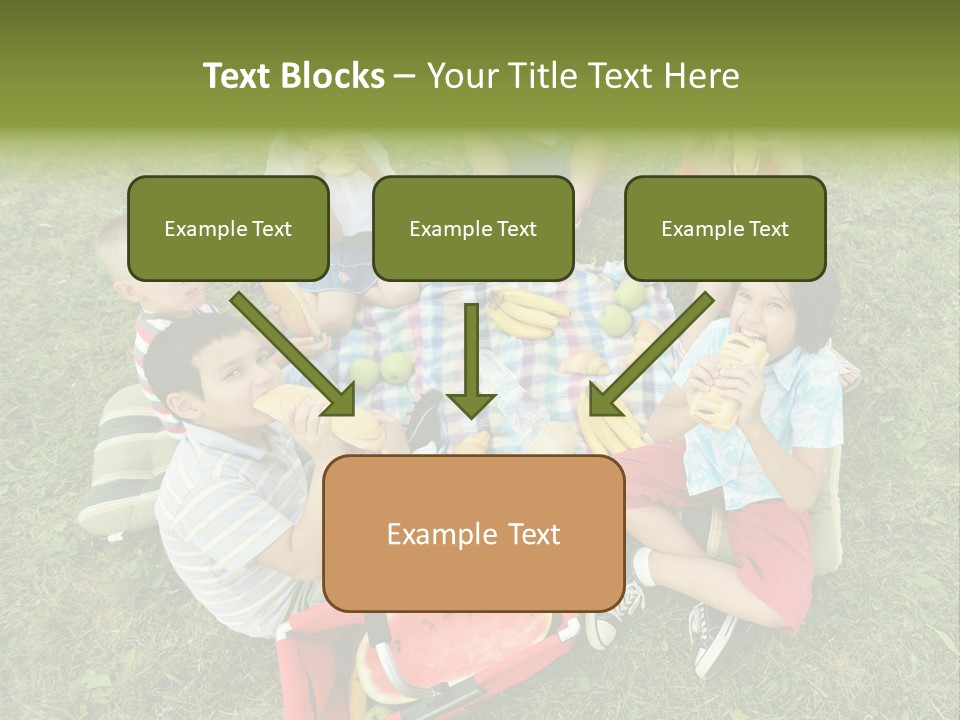 A Group Of Children Sitting On A Blanket Eating Food PowerPoint Template