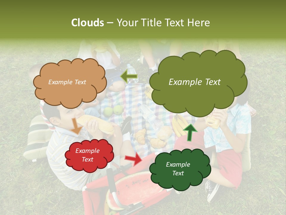 A Group Of Children Sitting On A Blanket Eating Food PowerPoint Template