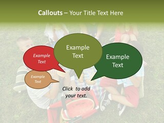 A Group Of Children Sitting On A Blanket Eating Food PowerPoint Template