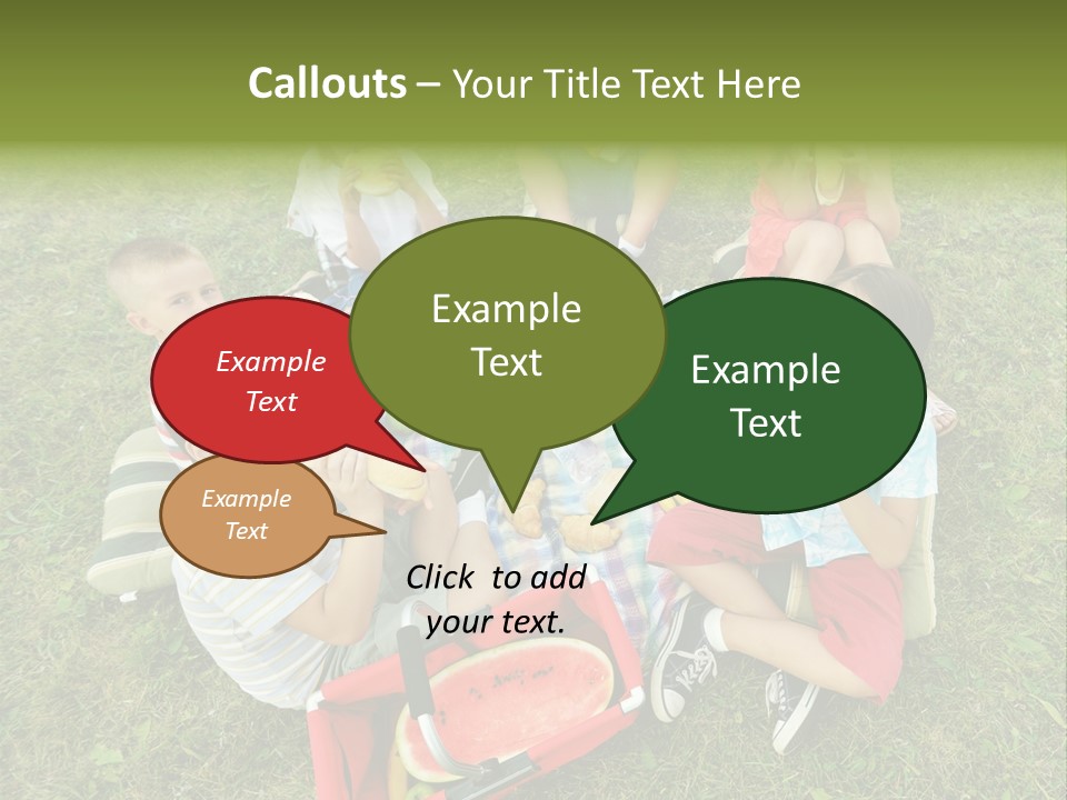 A Group Of Children Sitting On A Blanket Eating Food PowerPoint Template