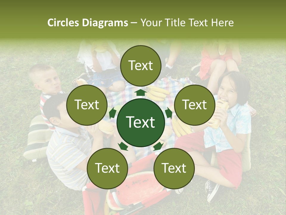 A Group Of Children Sitting On A Blanket Eating Food PowerPoint Template