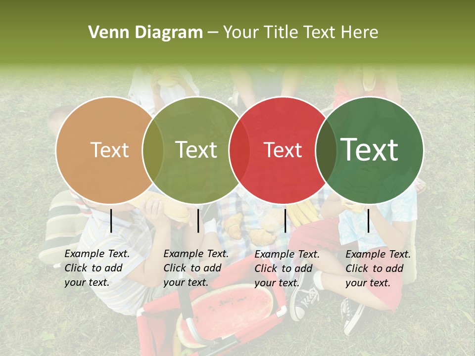 A Group Of Children Sitting On A Blanket Eating Food PowerPoint Template