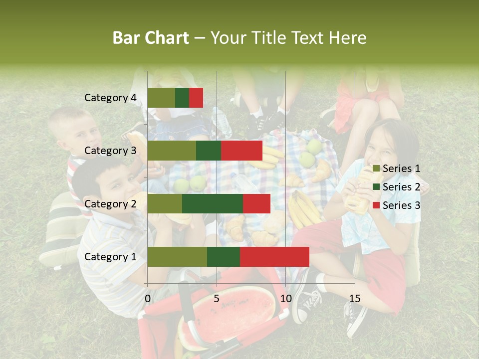 A Group Of Children Sitting On A Blanket Eating Food PowerPoint Template