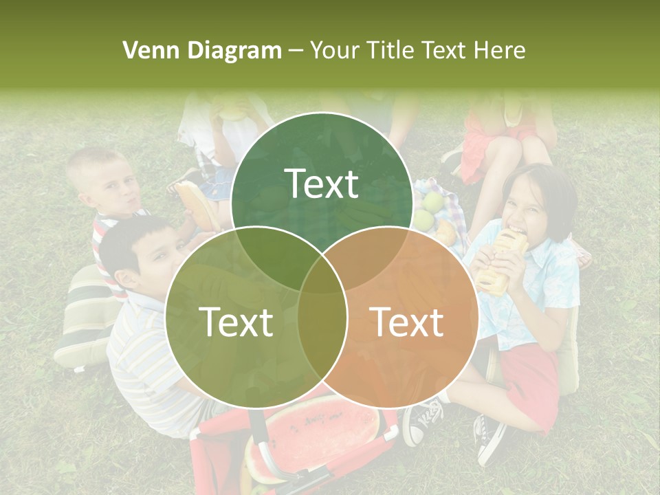 A Group Of Children Sitting On A Blanket Eating Food PowerPoint Template