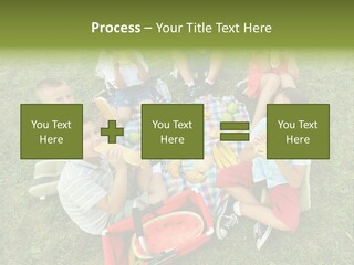 A Group Of Children Sitting On A Blanket Eating Food PowerPoint Template