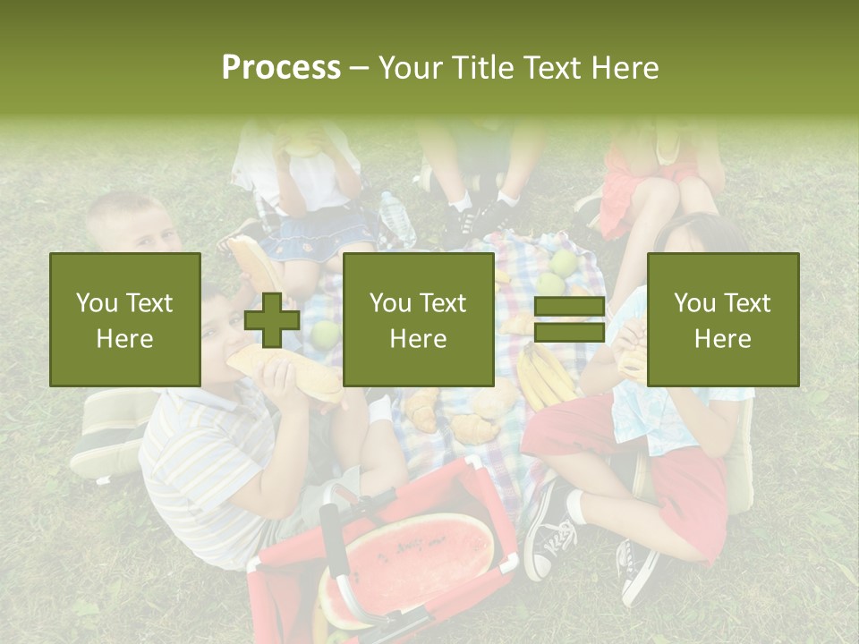 A Group Of Children Sitting On A Blanket Eating Food PowerPoint Template