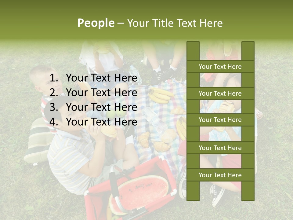 A Group Of Children Sitting On A Blanket Eating Food PowerPoint Template