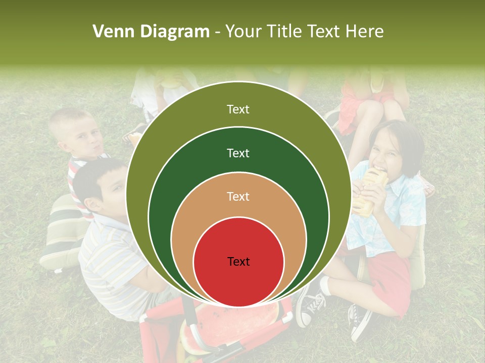 A Group Of Children Sitting On A Blanket Eating Food PowerPoint Template
