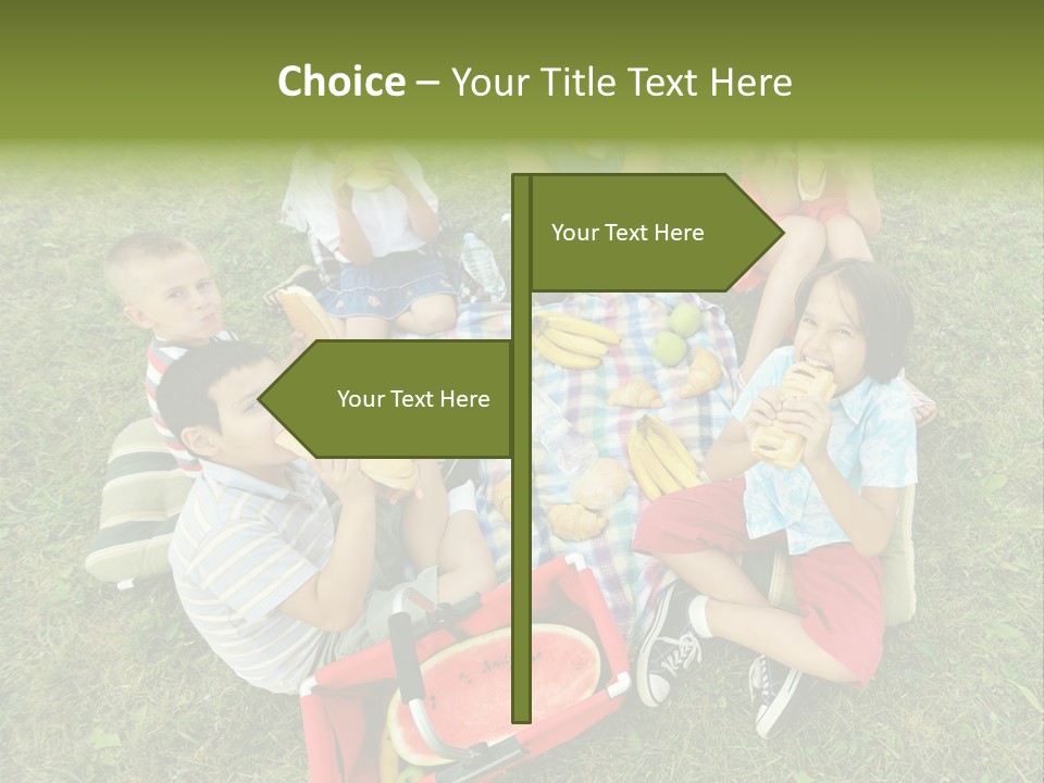 A Group Of Children Sitting On A Blanket Eating Food PowerPoint Template