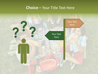 A Group Of Children Sitting On A Blanket Eating Food PowerPoint Template