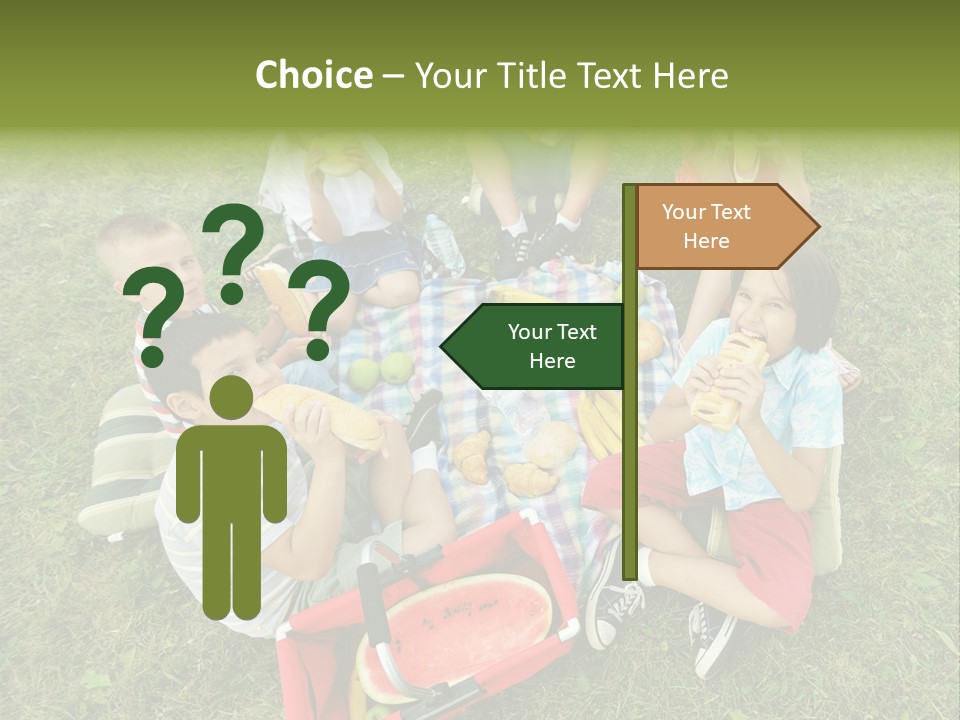 A Group Of Children Sitting On A Blanket Eating Food PowerPoint Template