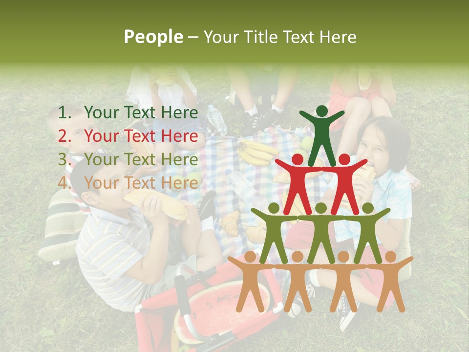 A Group Of Children Sitting On A Blanket Eating Food PowerPoint Template