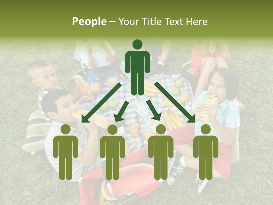 A Group Of Children Sitting On A Blanket Eating Food PowerPoint Template